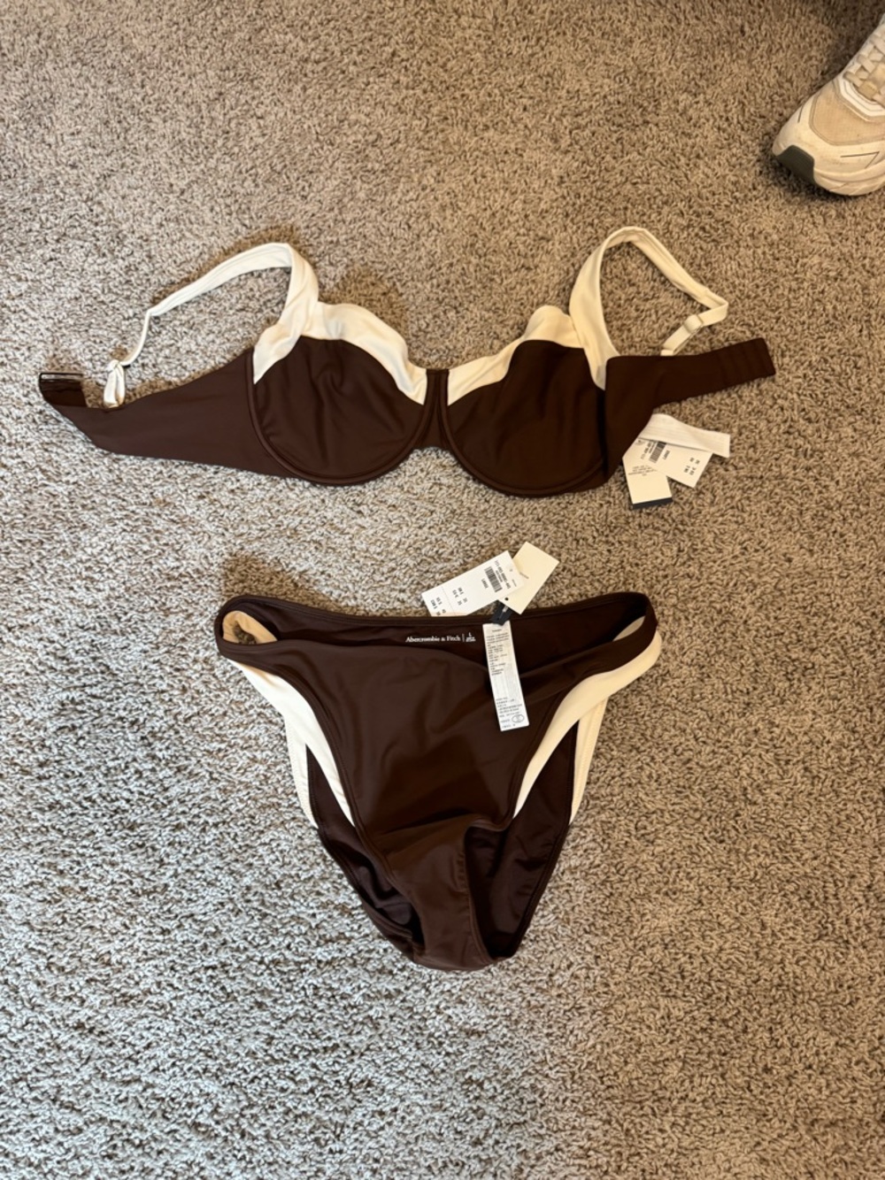 Abercrombie & Fitch Brown and Cream Contrast Underwire Bikini